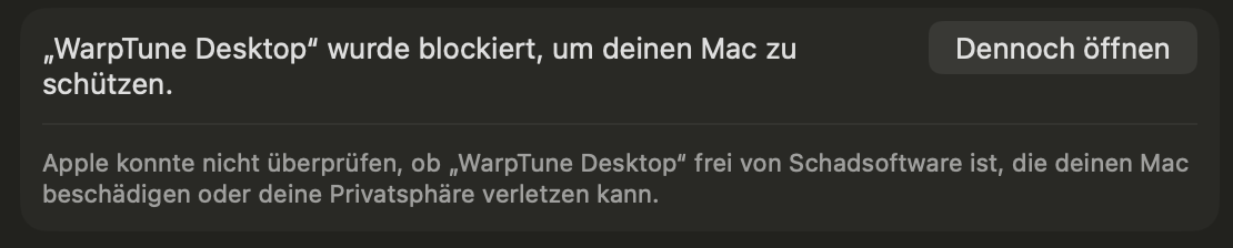 macOS: Dennoch öffnen unter Datenschutz & Sicherheit