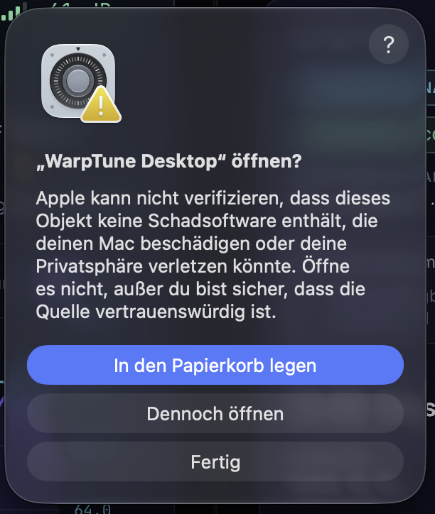 macOS: WarpTune Desktop öffnen?