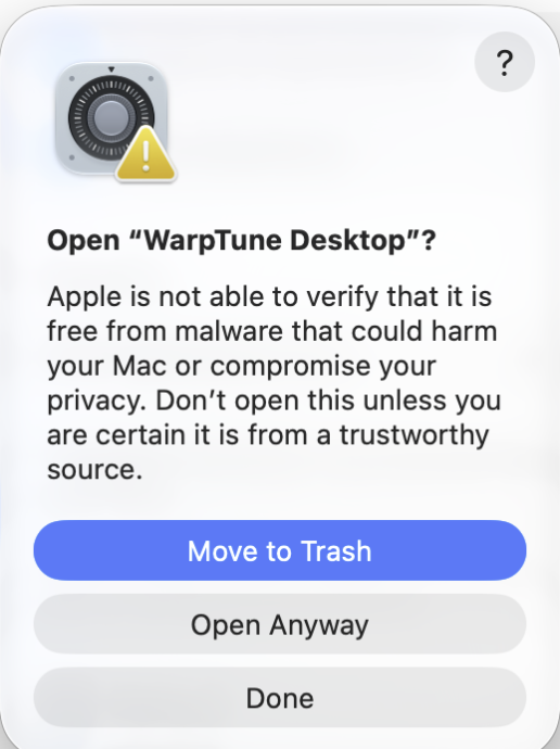 macOS: Open WarpTune Desktop?