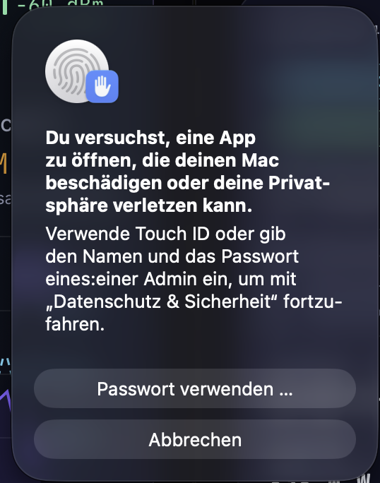 macOS: Touch ID oder Passwort