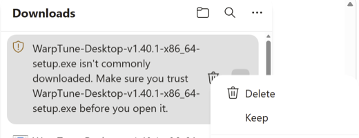 Edge: … menu with Keep