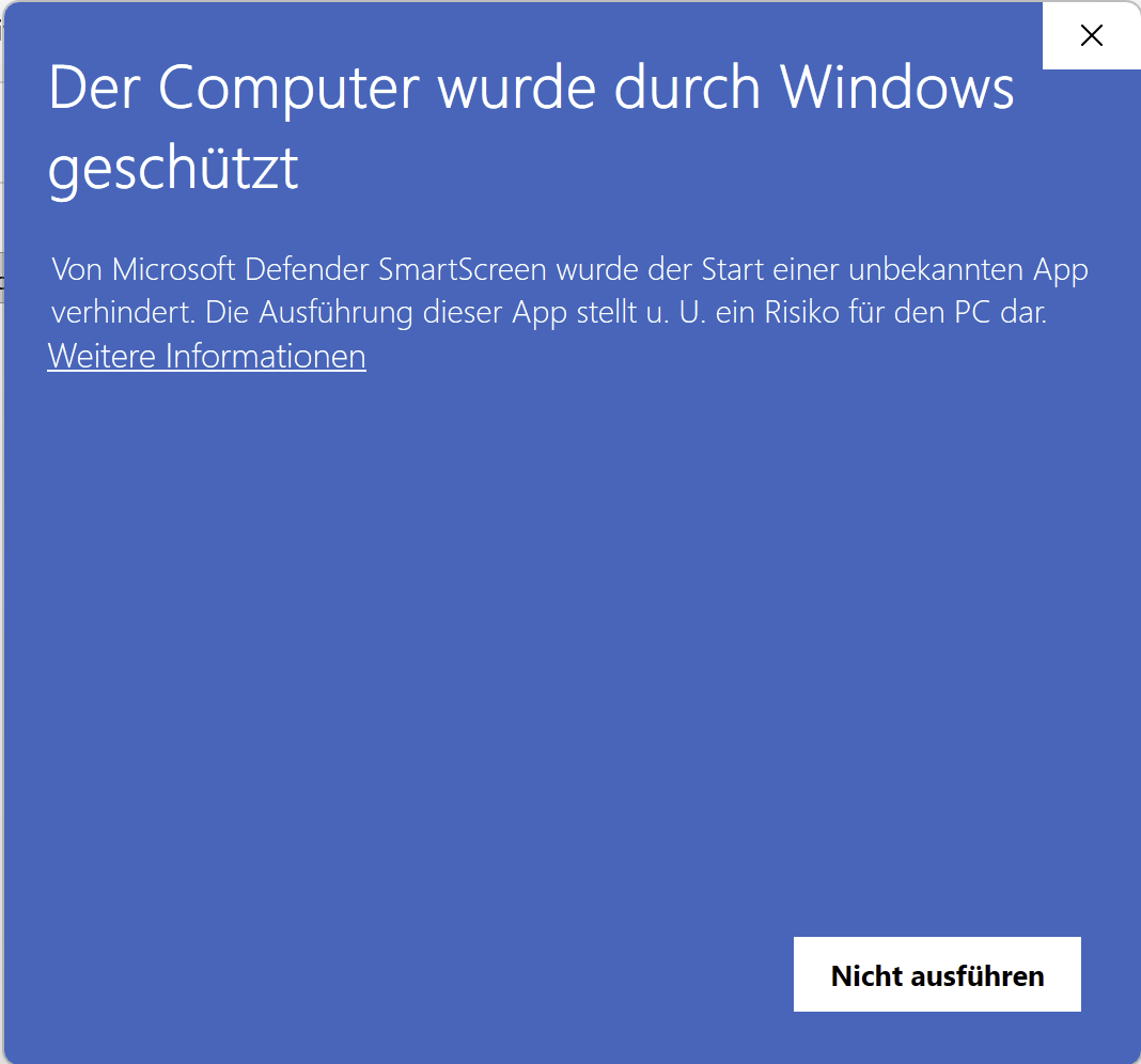 Windows: Der Computer wurde durch Windows geschützt