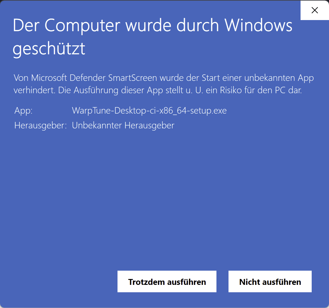 Windows: Trotzdem ausführen
