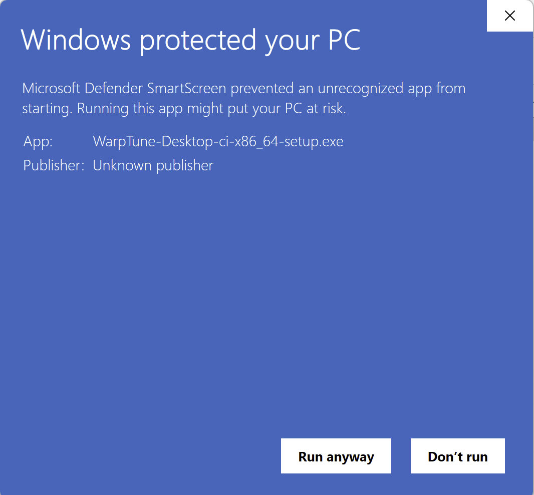 Windows: Run anyway