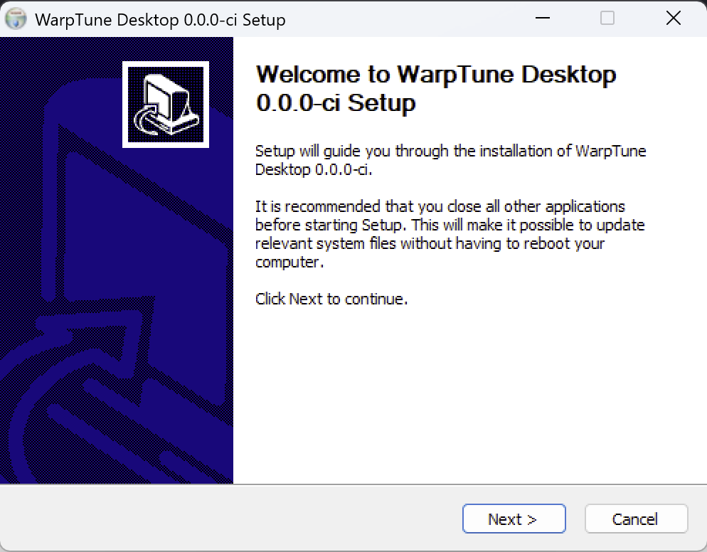 Windows: WarpTune Desktop Setup